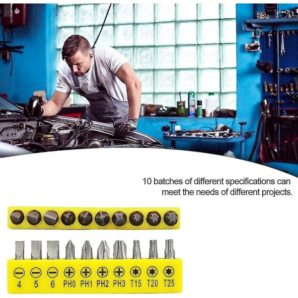 1/4\" Dobbel sekskant socket driver offset skrutrekker med 10 assorterte driver bits L-formet sekskant socket sett