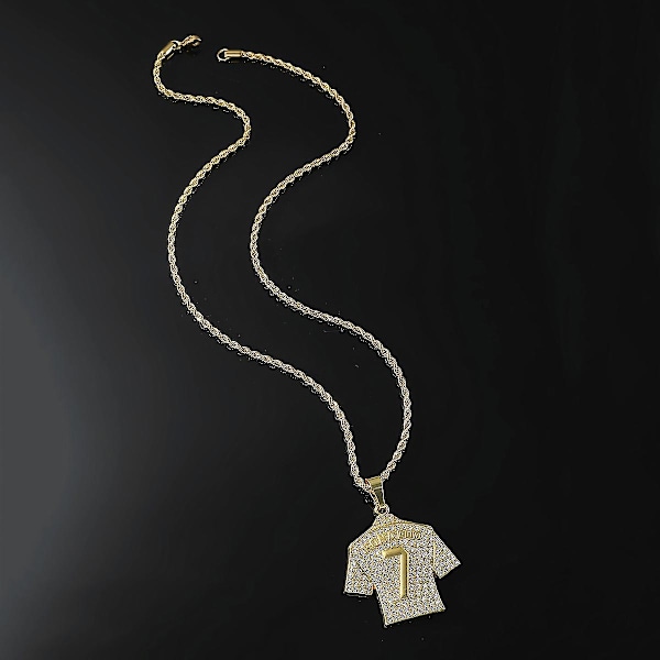 Halsband med tröja för män, Hip Hop Ronaldo nr 7 Tröjhalsband Nummer 7 Fotbollströja Hängsmycke Halsband Män