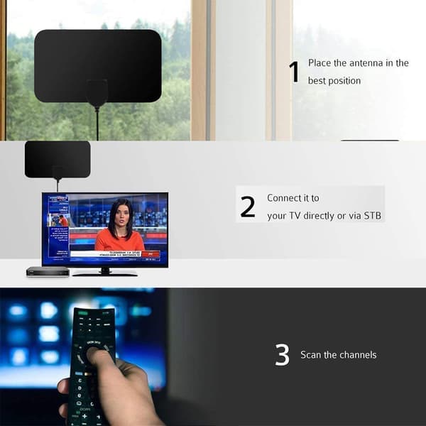 Förstärkt HD Digital TV-antenn Lång 250+ Miles Räckvidd - Support