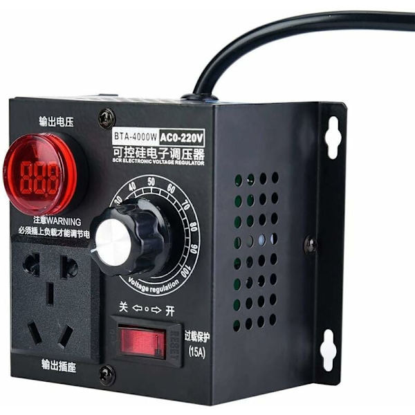 Lysdæmper, AC 220V 9A 4000W SCR Spændingsregulator Motor Ventilator Hastighedsregulator Lysdæmper