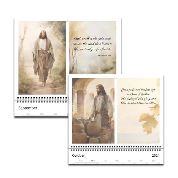 Jesus Kalender 2024 Bibelvers Väggkalender 2024 Kristna Kalender 2024 Tro Jesus Månadsplan