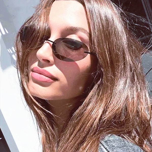 Rimless Solglasögon UV400 Glasögon för Kvinnor och Män Gradient Tea