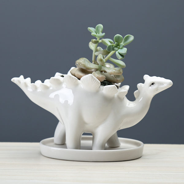 2 st, dinosaurieformad planter, liten suckulentkruka, små suckulentkrukor med dränering, keramisk dinosaurieformad planter