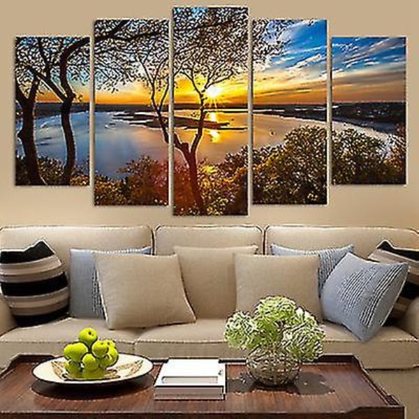 (a) Stor inramad soluppgång Soluppgång Konstverk Bildtryck På Canvas Tryckt Modernt Mönster Bild Väggkonst Dekor Inslagen På Bår