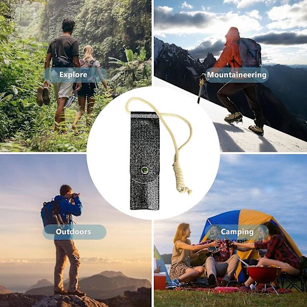 Camping ätpinnar fodral, utomhus bärbar hopfällbar ätpinnar läderfodral - resebestick förvaringslåda för utomhus picknick, camping, vandring svart 1 st