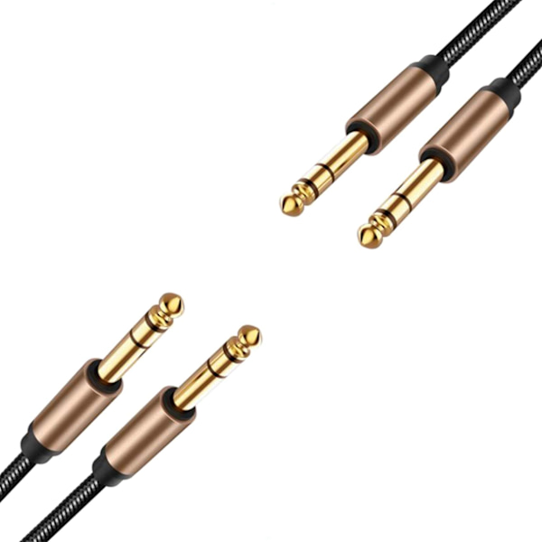 2 stk 6,5 mm Jack lydkabel flettet for gitarmikserforsterker 1,8 m Jack-kabel hann til hann Aux-kabel