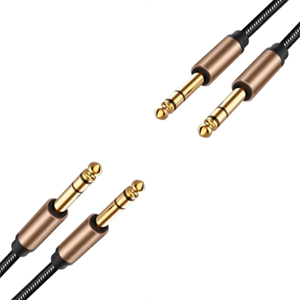 2pcs 6.5mm Jack Audio Cable Braided For Guitar Mixer Amplifier 1.8m Jack Cord Male To Male Aux Cabl