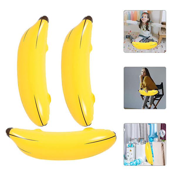 3 stk. oppblåsbare banan-kastespillrekvisitter for festdekor