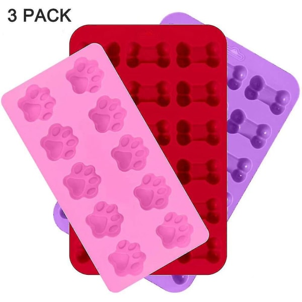 3 Pcs Silicone Molds Puppy Dog Paw And Bone Shaped Reusable Ice Candy