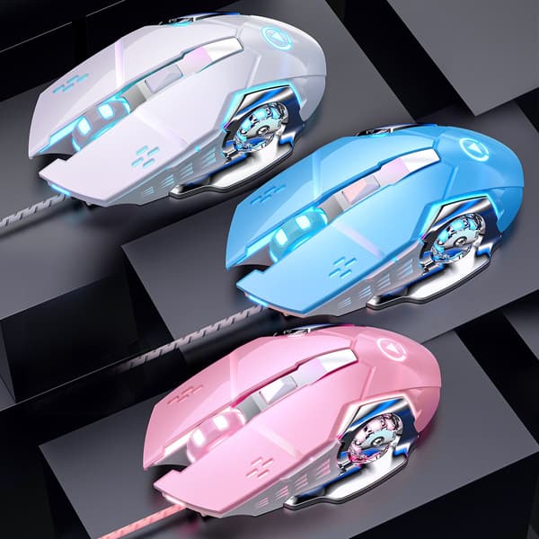 Mekanisk Gaming Mus, USB Kablet Design Med Glat Finish Til PC Gaming, Blå