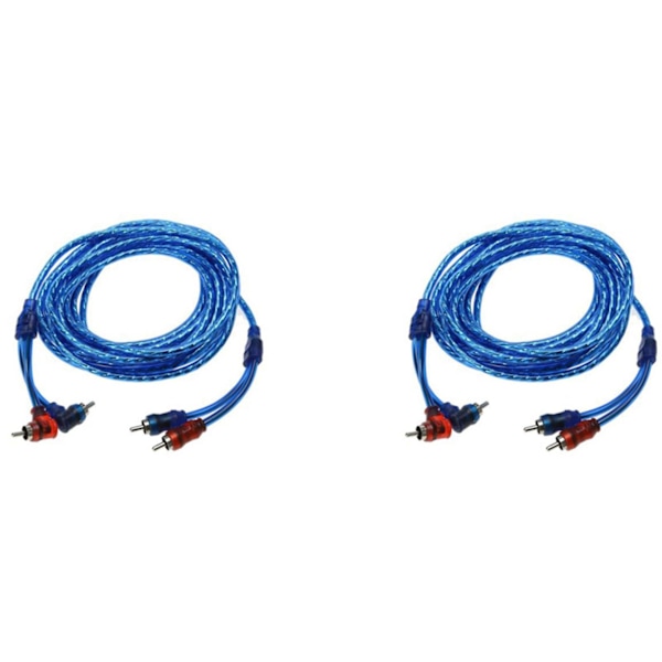 2 stk. 5m 2 Rca til 2 Rca stik bilstereo lyd kobber kabel system forstærker flettet