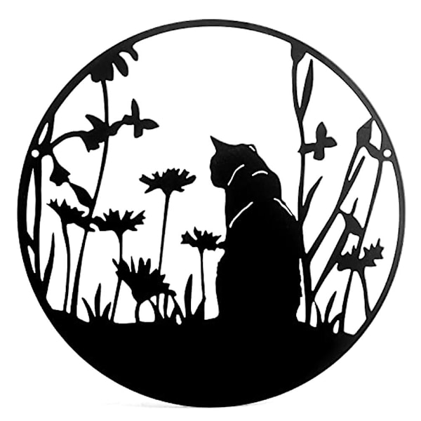 Metal Black Cats Silhouette Decor Cut Wall Art Elegant Cats Lady Gifts Black Cats Decor For Cats Lo