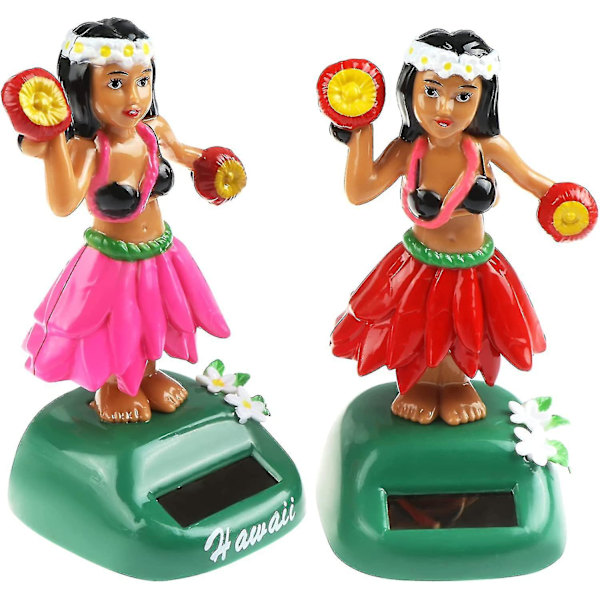 Solcelledrevet Hula-jente Dashboard-dukke Solcelledansere Figurer Bil Hula-jente Dashboard Bil Dashboard Dansende Figur Hawaiiansk Hula-leke Ristende Hode Dans
