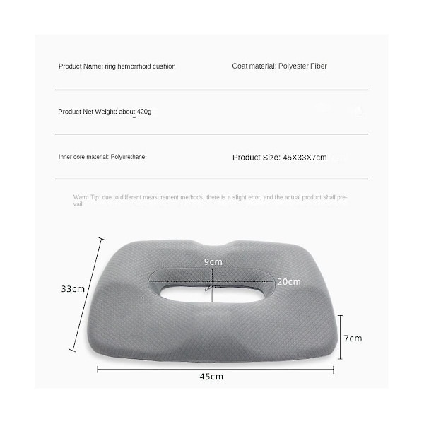Gravide kvinners Memory Foam Slow Rebound Soft Cushion Maternity Pain Relief Cushion Hollow Decompr