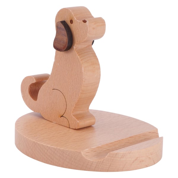 1pc Creative Wooden Mobile Phone Bracket Cartoon Dog Pattern Phone Holder For Home Office Automobile