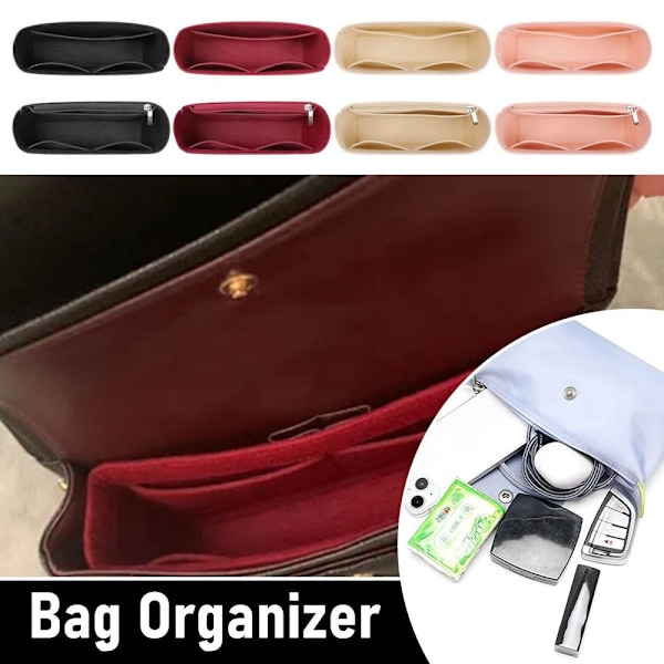 1:a Multi-Pocket Väskorganisatör för Longchamp Mini Väska Insats Handväska Foder Väska beige A(No zipper)