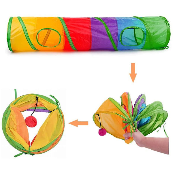 Kissan tunneli sisäkissoille, interaktiivinen, kanitunnelilelut, lemmikkieläinten lelut, leikkitunnelit kissoille, pennuille, kaneille, pennuille, rypistyvä kokoontaitettava ponnahdusikkuna useita