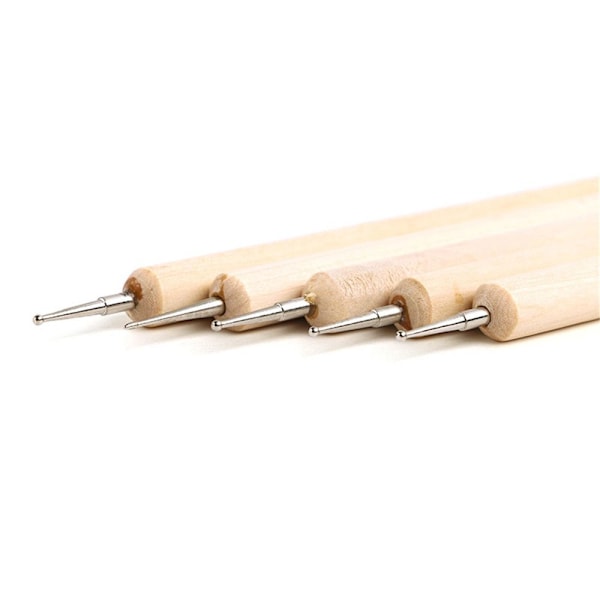 5 st Trä Nagelkonst Dotting Penna Målning Ritning Manikyrverktyg wood 13*0.8cm