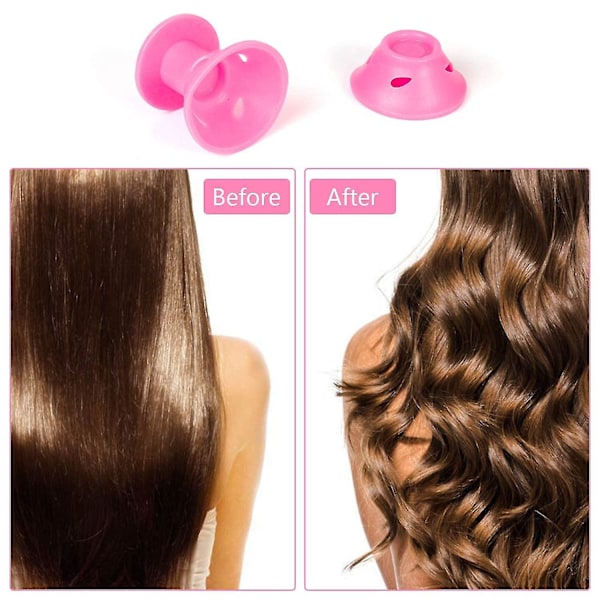 Silikonhårrullar, Pack med 40 Natthårrullar Utan Värme för DIY-Hårstyling, 2 Storlekar, Rosa