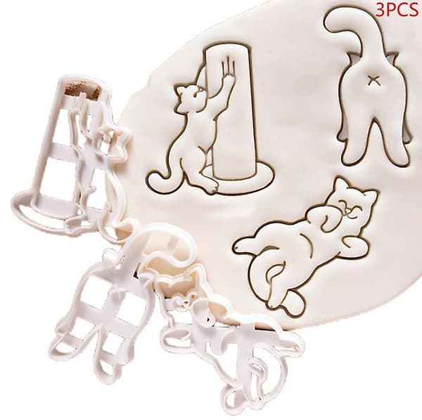 3 stk. Kattekageforme Kitty Butt Form DIY Kager Småkageform Stempel Bageværk Shytmv 3 stk. 3PCS