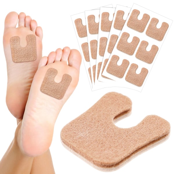 10 st U-formade filtmetatarsal dynor fotdynor fotkudde förhindrar skavning på skor självhäftande dynor för män och kvinnor, beige