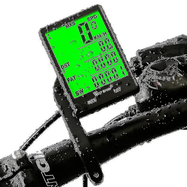 Trådløs cykelcomputer med baggrundsbelysning