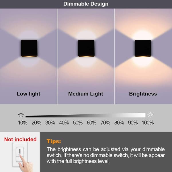 Black Dimmable Wall Lamp, Warm White, 12W, Touch Wall Lamp