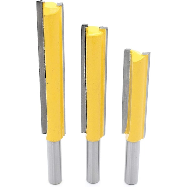 3 stk. 8mm skaft ekstra lange forsænkerfræsere, træbearbejdningsfræser ekstra lang fræser lige ende fræser 8mm*1/2\"*50.8mm, 8mm*1/2\"*63mm, 8mm*1/2\"*76mm