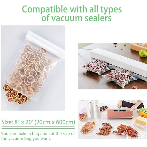 Vakuumforseglerposer Ruller 3 Pakke Til Matsparer, Heavy Duty Vakuum Oppbevaringsposer Til Sous Vide Koking