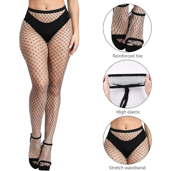 Par Färgglada Fisknätsstrumpor Leggings Hög Midja Tights
