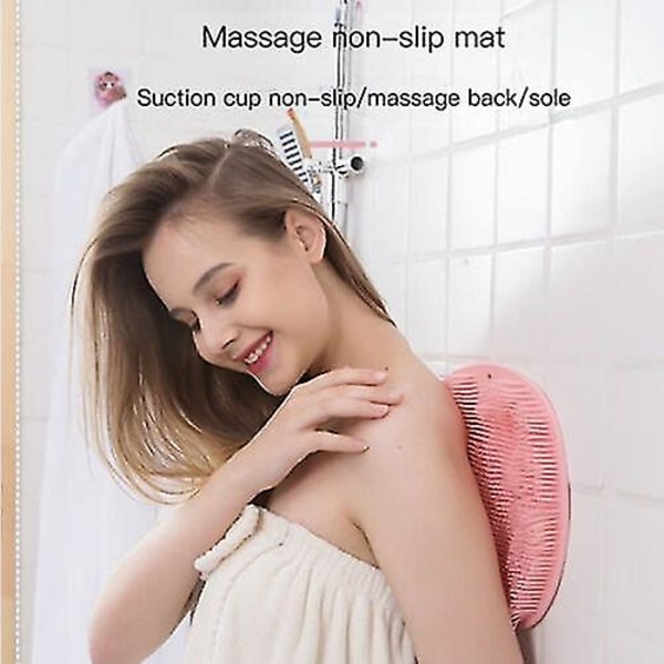Duschfotskrubb i silikon Ryggborste Massager Rent badrum Halkfritt bad, ryggskrubb pink