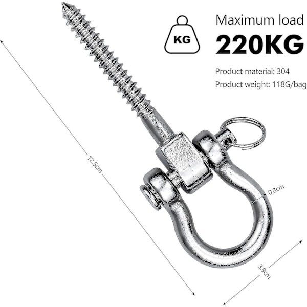 Kantavuus 220 kg raskas kattokoukku, ruostumattomasta teräksestä valmistettu riippumaton koukku