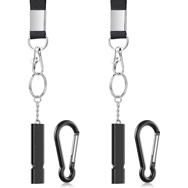 2 stk. Udendørs Højeste Nødsituation Overlevelsesfløjter Med Karabinhage Og Lanyard Til Camping Vandreture