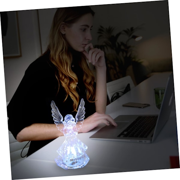 2 stk. Natlys Juleindretning Krystal Engel Figur Mini Sengelampe Engel Beskyttelsesengel Baby Akryl