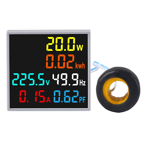 AC-skjermmåler AC50-300V 100A Spenningseffekt Frekvens Elektrisk energimonitor Amperemeter Voltmeter Multimeter Tester