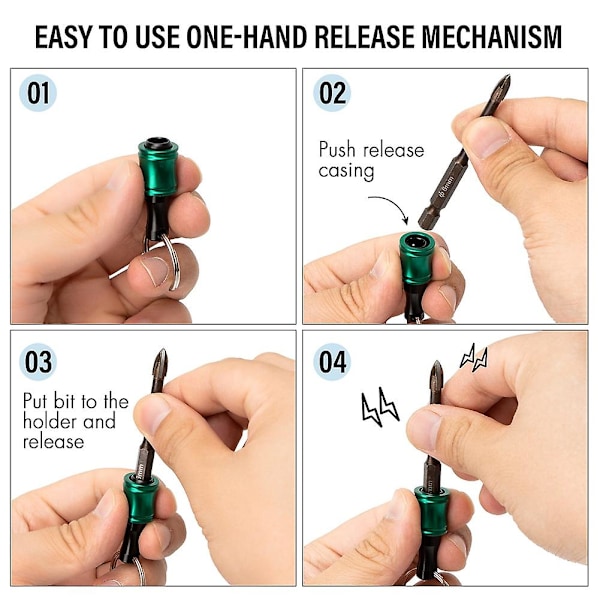 Bittipidin avaimenperä, 2 sarjaa 6 kpl 1/4 porakkaranpitimellä, helppo irrottaa ja nopea vaihtaa bittipidin, s