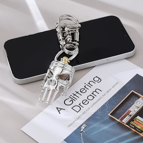 2023 Stempelkunst nøkkelring, Mini Skull nøkkelring Motor Stempel Modell Nøkkelring, Legering Nøkkelkjede Ring Nøkkelring, Mini Anheng, Lommelykt & Flaskeåpner