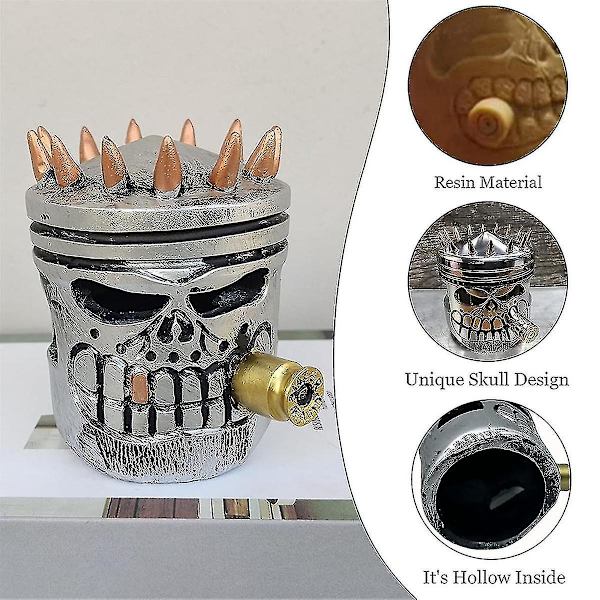 Udskåret stempel kranie ansigt skulptur harpiks kunst figur kreative håndlavede hoved statue kunstværk boligindretning, 10x8x8cm