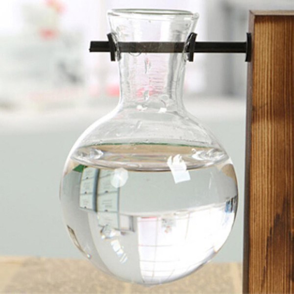 Träram Glas Vas Planter Skrivbord Hydroponics Växt Bonsai Blomkruka