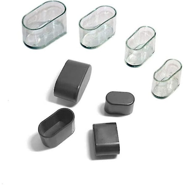 Stolebenssokker i silikone - Møbelfødder - Beskyttelse mod ridser på gulvet - 8-24 stk. - blank sort/24 stk. 25x50 mm