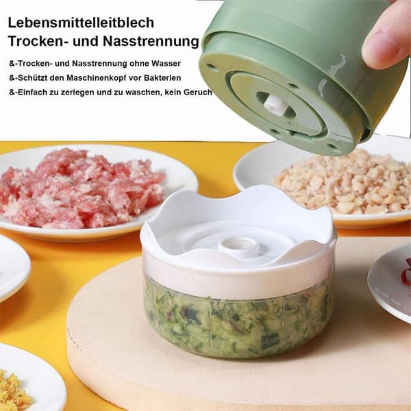Mini mathakker, 250 ml USB oppladbar med 3 rustfrie stålblader, for hvitløk, grønnsaker, babymat og camping, grønn