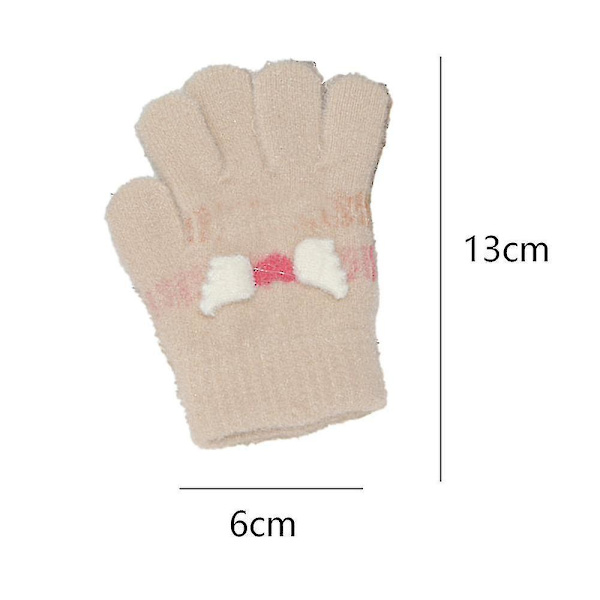 Barnens söta kattunge varma vinter stickade handskar khaki