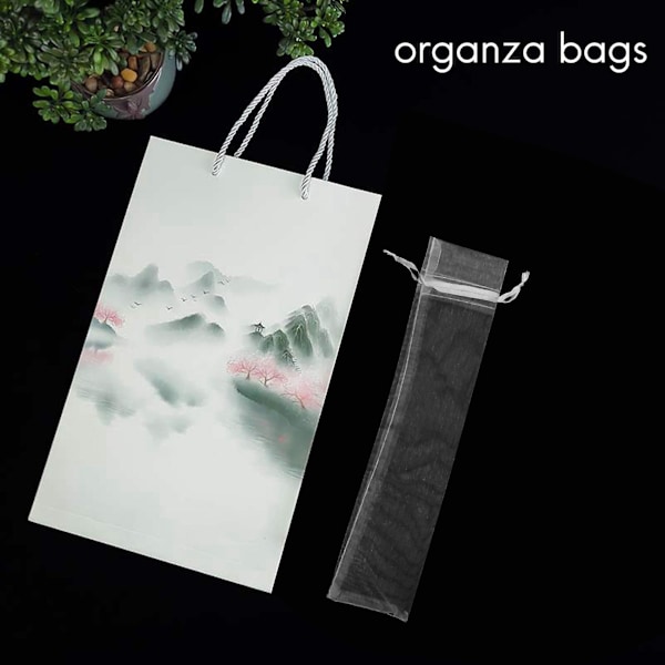 100 stk. Hvide Organza Foldehåndvifte Pose Fest Bryllup Gunst Gaveposer
