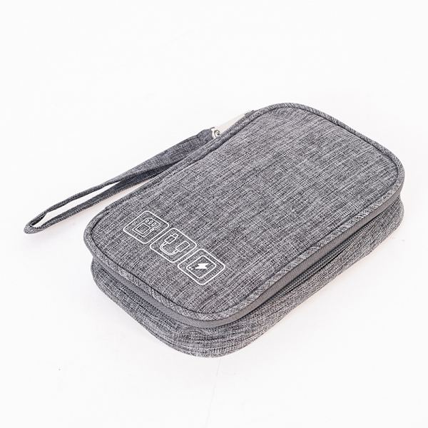 Harmaa Kestävä Pieni Elektroniikkalaitteiden Säilytyspussi Erilaisille USB-laitteille, Kaapeleille, Kiintolevyille, Puhelimille 25*16*2 cm