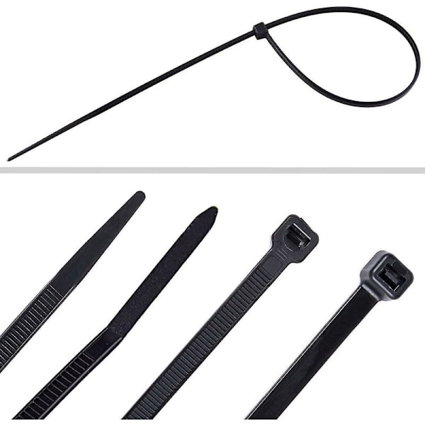 700 stk. sorte nylon kabelbindere, længder 4\"/ 6\"/ 8\"/ 10\"/ 12\"