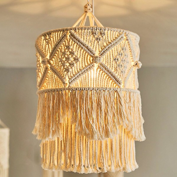 Käsityönä tehty seinävaatevarjostin Bohemia Macrame Boho sisustus Käsityö Tassel-seinävaate Tausta Hän