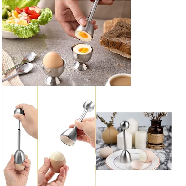 Egg Cracker Topper Cutter for Soft Boiled Eggs Stainless Steel Shell Remover Separator Kitchen Tool