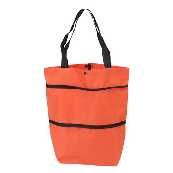 Stor Kapacitet Foldbar Indkøbsvogn, Lynlåsdesign, Oxford-stof med Hjul til Camping, Orange