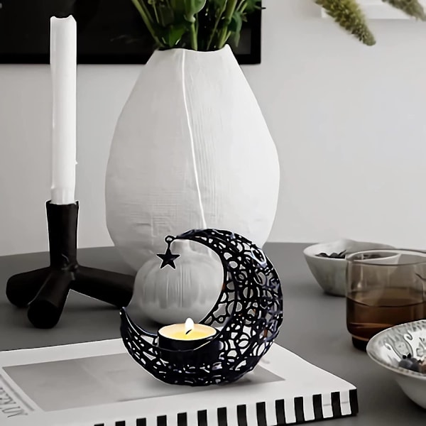 Tealight-hållare Måne Ljusstake Guld Lykta Bordsdekoration Vardagsrumsdekoration