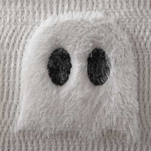 Halloween Pudebetræk 18x18 Tommer Spøgelse Spooky Kunstig Pels Pudebetræk Bløde Fluffy Plus Pudebetræk